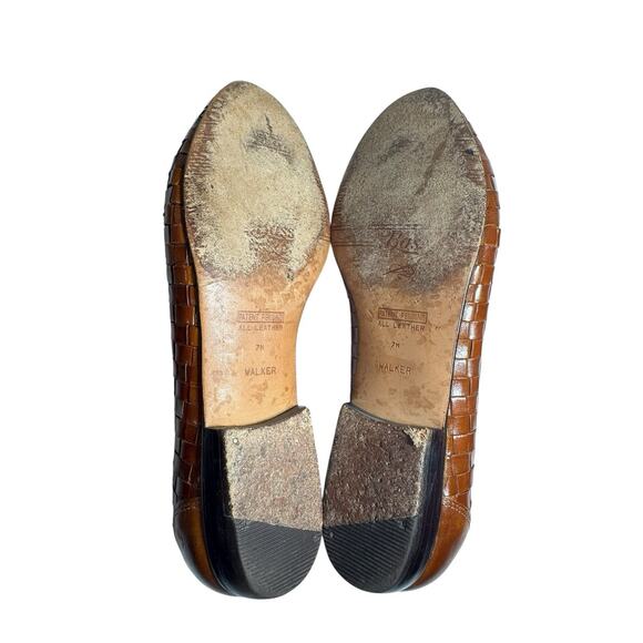 Vintage G.H. Bass Tailored Luxury Line 7 Brown Woven Leather Loafers Hand Sewn - Picture 7 of 14